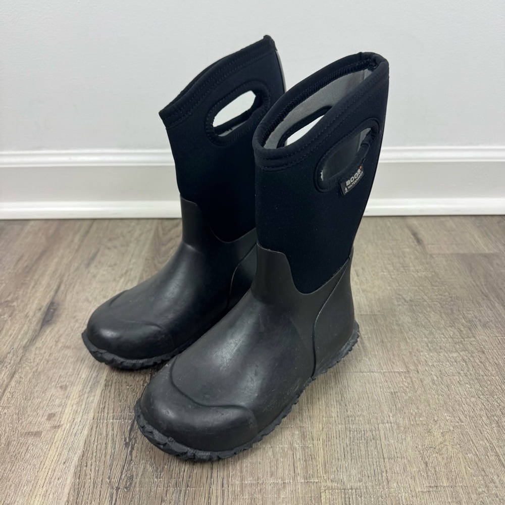Bogs Durham Solid Winter Boots Kids Size 1 Black Neoprene Waterproof Pull On - Picture 4 of 11